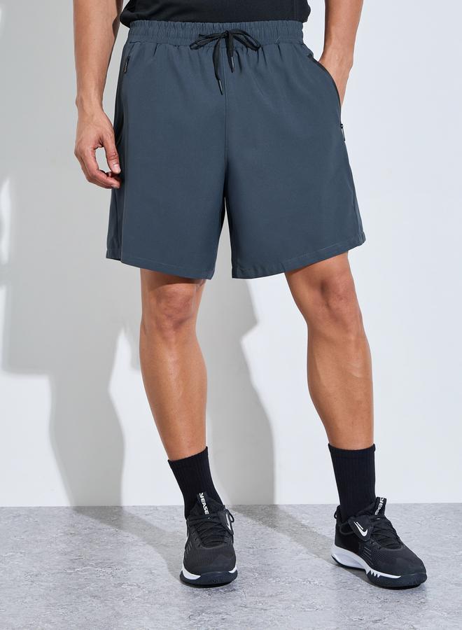 Styli Active Men Charcoal Paneled Zipper Pocket Active Shorts - Image 3