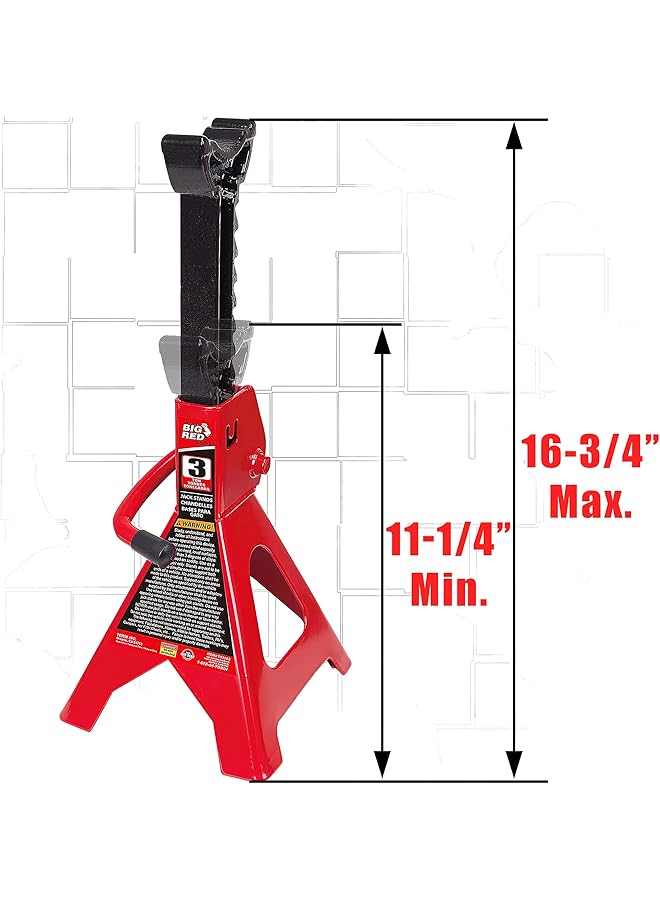 BIG RED T43202 Torin Heavy Duty Steel Jack Stands: 3 Ton (6,000 Lb) Capacity Car Lifting Stand,1 Pair (Not Suitable For Suv, Truck) - Image 2