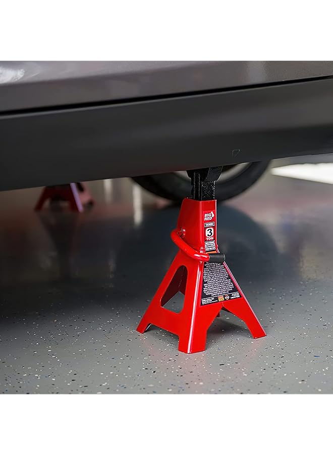BIG RED T43202 Torin Heavy Duty Steel Jack Stands: 3 Ton (6,000 Lb) Capacity Car Lifting Stand,1 Pair (Not Suitable For Suv, Truck) - Image 5