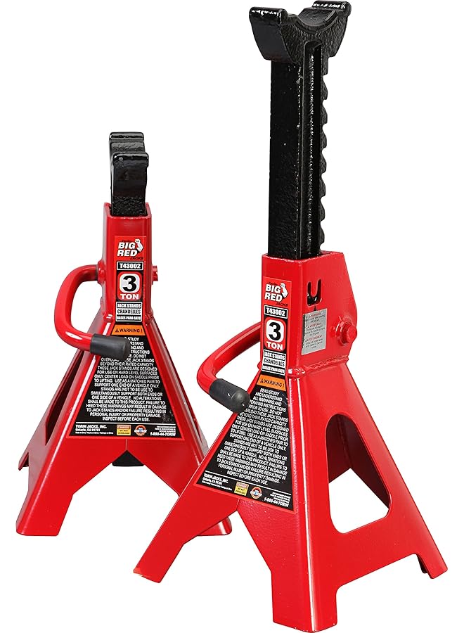 BIG RED T43202 Torin Heavy Duty Steel Jack Stands: 3 Ton (6,000 Lb) Capacity Car Lifting Stand,1 Pair (Not Suitable For Suv, Truck) - Image 1