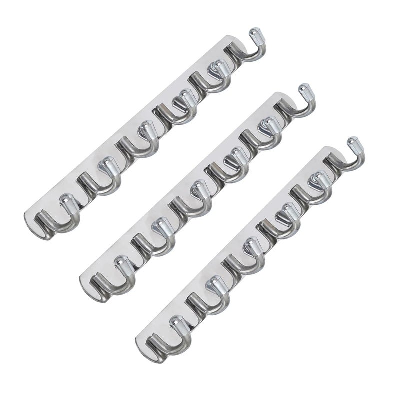 Ingo creation Stainless Steel and Aluminium Alloys Zyra 6 Legs Cloth Hanger Bathroom Wall Door Hooks for Hanging KeysClothesTowelHolder Steel Hooks Hook Rail Pack of 3 - Image 1