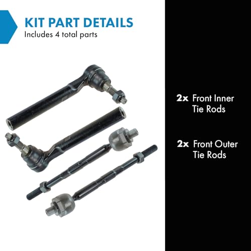 TRQ Front Tie Rod Set Compatible with 2006-2010 Hummer H3 2009-2010 H3T - Image 2