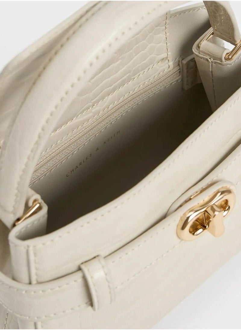 Charles & Keith Charles & Keith Metal Buckle Strap Tote Shoulder Bag  - Image 3