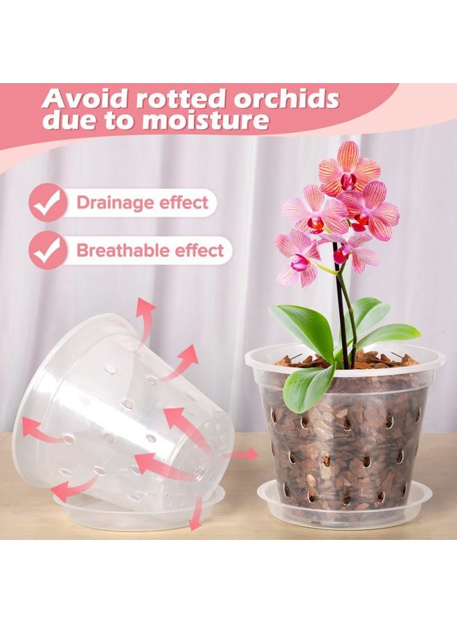 FUIJOL Orchid Pot, 6 Pack 4 5 6 7 Inch Clear Orchid Pots with Holes and Saucers for Repotting, Breathable Slotted Plastic Orchid Planters with Drainage for Root Health Indoor Outdoor (7 Inch) - Image 4