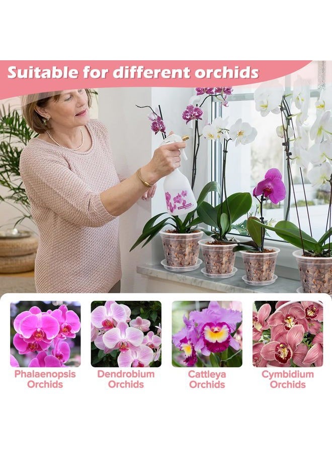FUIJOL Orchid Pot, 6 Pack 4 5 6 7 Inch Clear Orchid Pots with Holes and Saucers for Repotting, Breathable Slotted Plastic Orchid Planters with Drainage for Root Health Indoor Outdoor (7 Inch) - Image 5