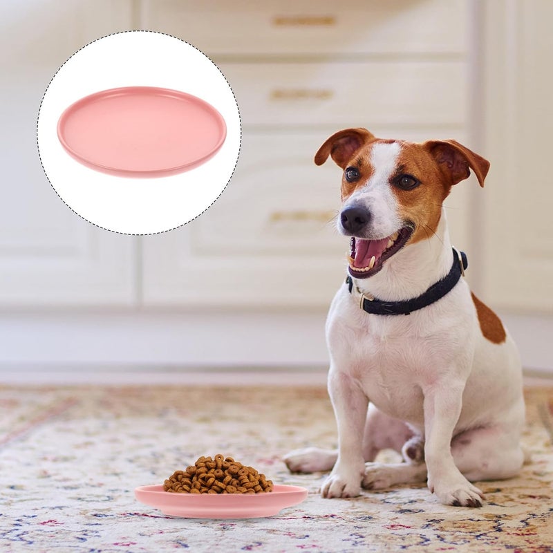 STOBAZA Ceramic Shallow Cat Dish Whisker Friendly Pet Bowl for Food and Water Pink Kitten Feeding Plate - Image 4