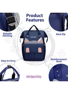 BEMBIKA Diaper Bags For Mom And Dad Diaper Bags For Mom And Baby Mummy Bag For Multi Function Waterproof And Large Capacity (Kitten Blue)  - Image 3