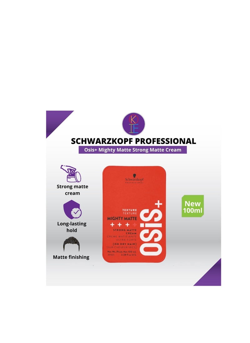 Schwarzkopf - Schwarzkopf Osis+ Mighty Matte Strong Matte Cream - 100ml (New Packaging) - Image 1