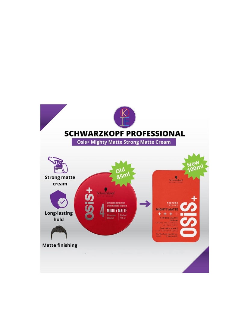 Schwarzkopf - Schwarzkopf Osis+ Mighty Matte Strong Matte Cream - 100ml (New Packaging) - Image 1