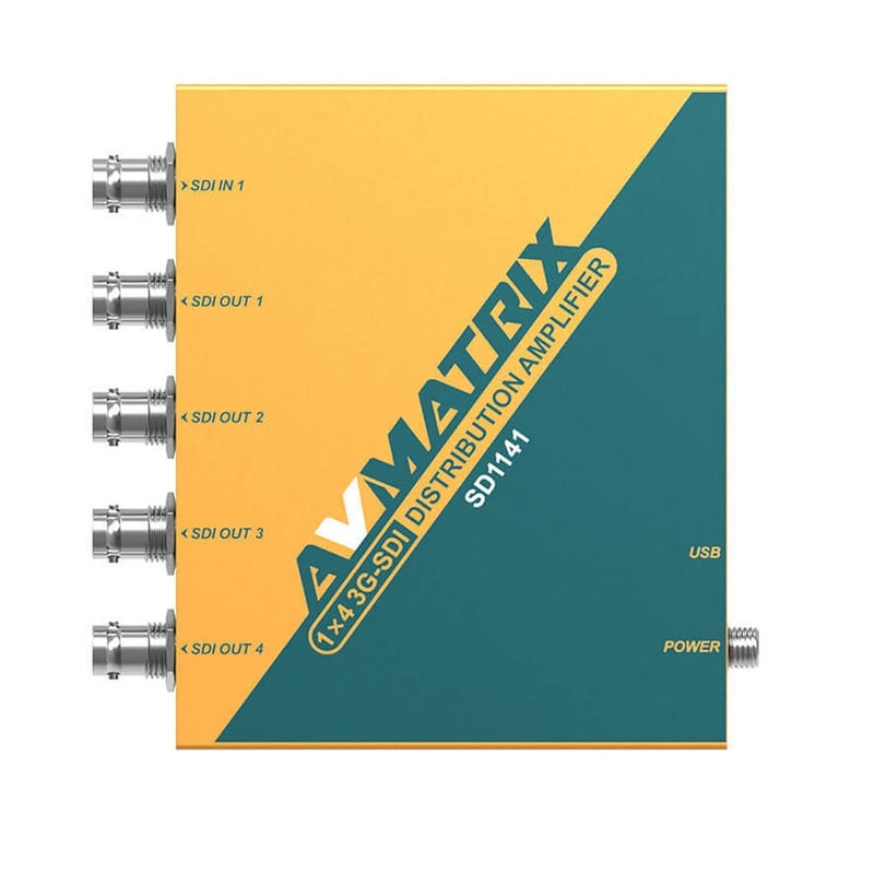 AVMATRIX SD1141 1x4 موزع مضخم توزيع SDI مع كشف الإدخال وإعادة التوقيت ومعادلة الكابل، يدعم HD-SDI/HD-SDI/SDI - Image 1