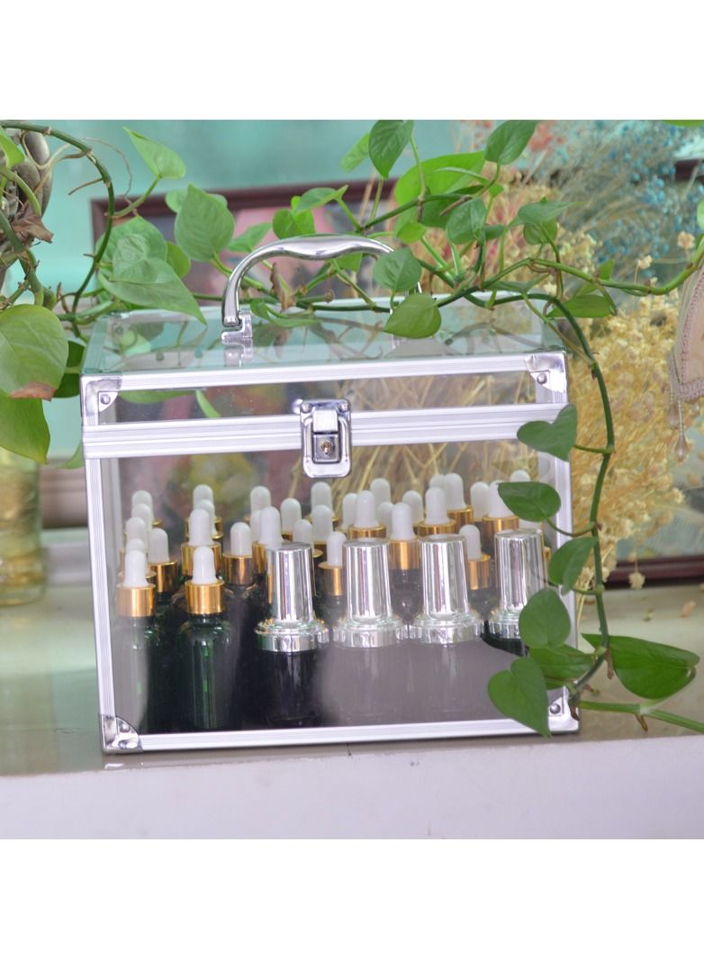 DubaiGallery Big Size Clear Portable Acrylic Aluminium Makeup Cosmetic Cases, Box Cases Organizer with Lock Alloy Cosmetics Bag, Case Make-up - Image 1