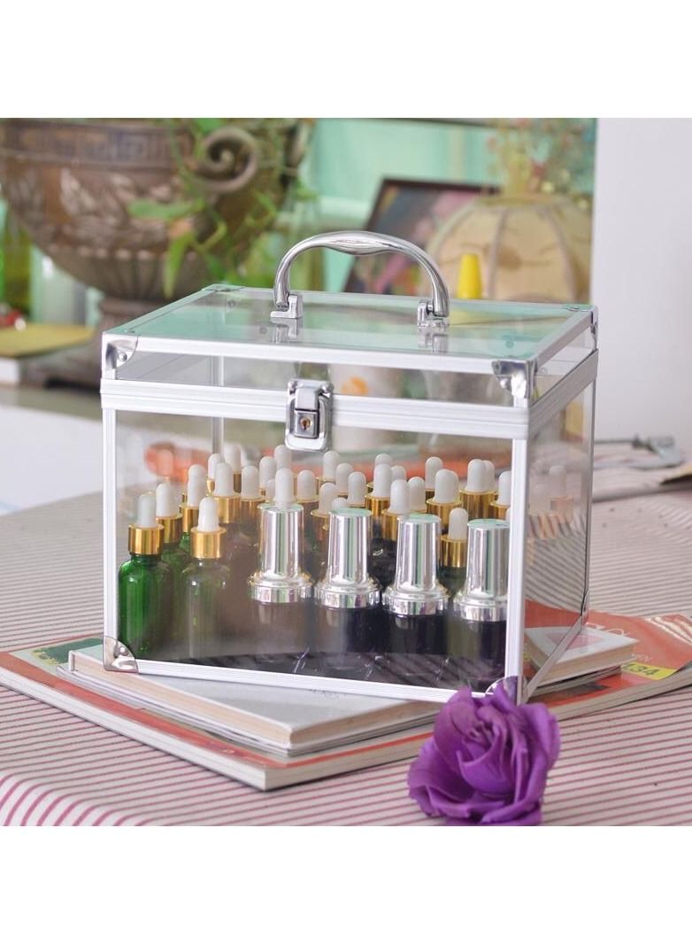 DubaiGallery Big Size Clear Portable Acrylic Aluminium Makeup Cosmetic Cases, Box Cases Organizer with Lock Alloy Cosmetics Bag, Case Make-up - Image 2