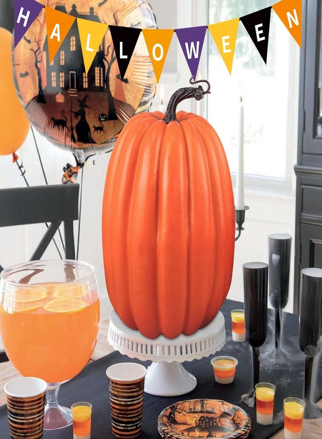 Artmag 8 Inch Large Artificial Pumpkins, 2PCS Big Orange Faux Foam Harvest Pumpkins for Fall Autumn Thanksgiving Seasonal Holiday Decor - Image 4