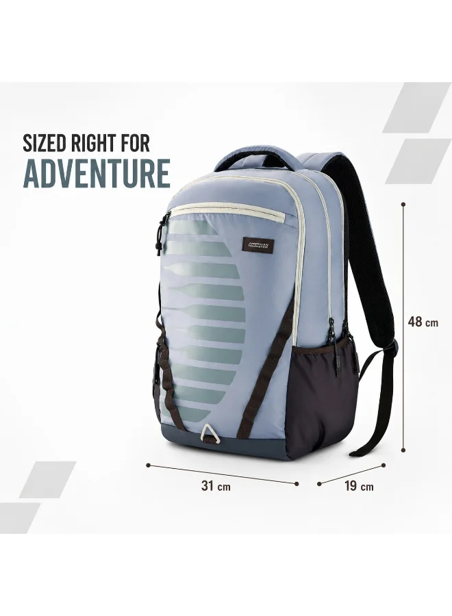 American Tourister Grey Mate 2.0 Backpack, 31L Capacity, Polyester, Grey|Antimicrobial Lining|Rain Cover|Ergo Back & Shoulder|Bottle Holder|15.6" Laptop Compartment - 1 Year International Warranty  | Best Price UAE
