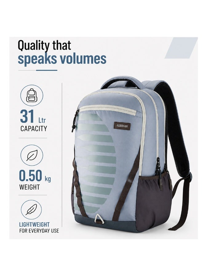 AMERICAN TOURISTER Mate 2.0 Backpack, 31L Capacity, Polyester, Grey|Antimicrobial Lining|Rain Cover|Ergo Back & Shoulder|Bottle Holder|15.6" Laptop Compartment - 1 Year International Warranty - Image 2