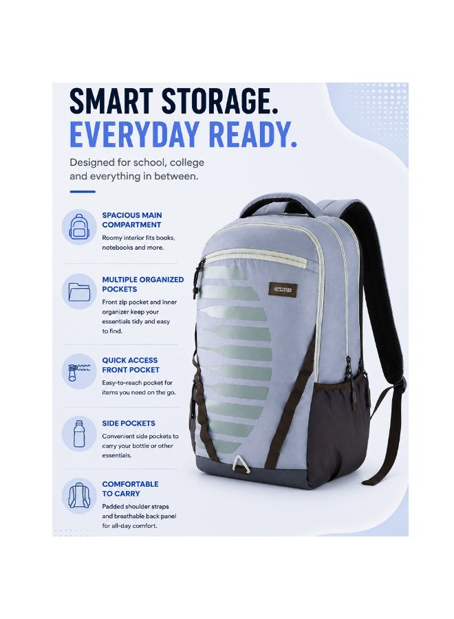 AMERICAN TOURISTER Mate 2.0 Backpack, 31L Capacity, Polyester, Grey|Antimicrobial Lining|Rain Cover|Ergo Back & Shoulder|Bottle Holder|15.6" Laptop Compartment - 1 Year International Warranty - Image 4