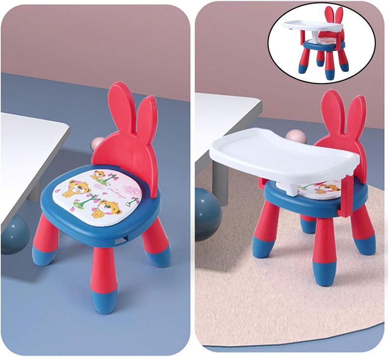 klarako PP Plastic Baby Eating Chair Sounding Seat for Toddler 6 Months to 3 Years Chair  Red Blue Rabbit - Image 5