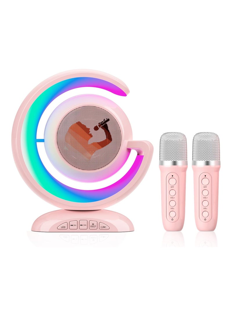 Kids Karaoke Machines for Girls with 2 Wireless Microphone, Karaoke Machine Kids Adults with Voice Changing and LED Lights, Boys Girls Birthday Party Toys Gifts (Pink) - Image 1
