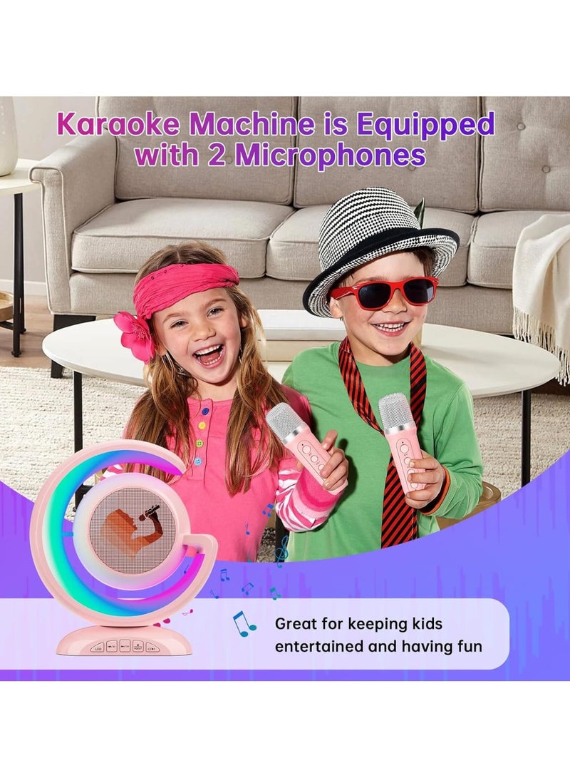 Kids Karaoke Machines for Girls with 2 Wireless Microphone, Karaoke Machine Kids Adults with Voice Changing and LED Lights, Boys Girls Birthday Party Toys Gifts (Pink) - Image 3