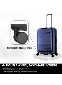 Discovery Discovery Patrol Hardside Check-In Large Travel Suitcase, 100% PC Durable Ultra Lightweight Hard Shell Expandable Luggage, 4 Double Wheel, TSA Lock Trolley Bag Black (71 cm/28 Inch) Metallic Blue.  - Image 4