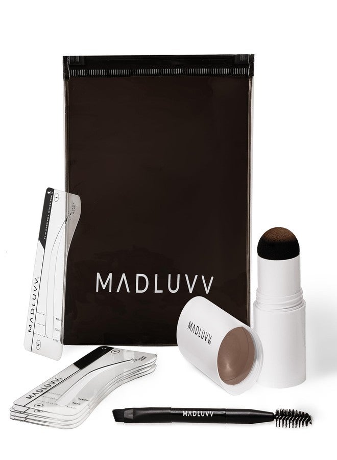 MADLUVV Eyebrow Stencil Kit - Easy-to-Use, Natural Look, 9 Popular Shapes, Used by Professionals - Includes Stamp, Stencils, Spoolie, and Travel Bag (Auburn) - Image 1