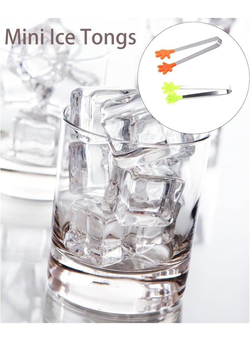 ملقط مطبخ صغير من الفولاذ المقاوم للصدأ، 13 سم - ملقط تقديم صغير برأس سيليكون للسكر والثلج والحلوى والفواكه ومقبلات البوفيه - تصميم يد ملون - لون عشوائي - Image 2