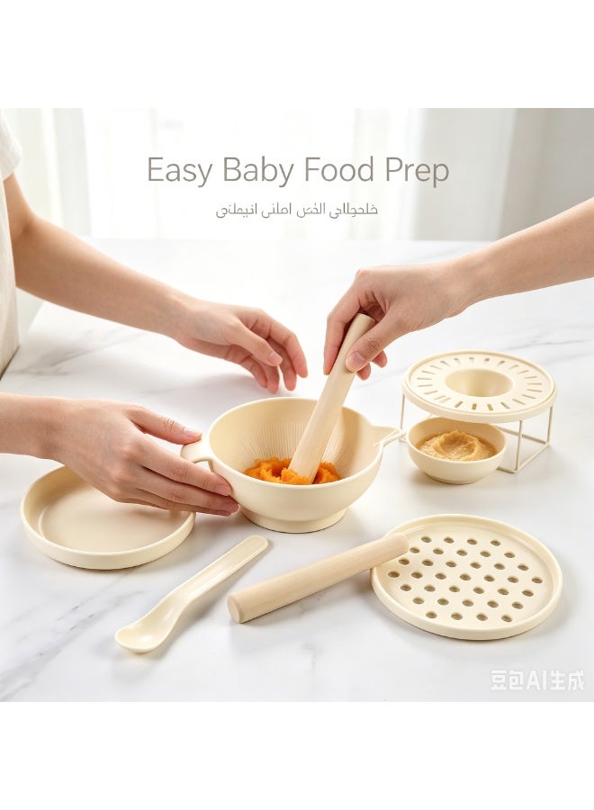 مجموعة أوعية طحن طعام الأطفال 6 في 1، طقم صنع هريس الفواكه والخضراوات يدويًا - Image 4