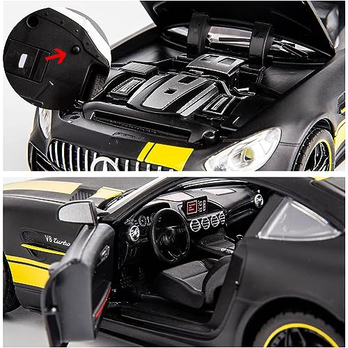 Coelon Diecast Metal Car Model 1/24 Benz AMG GTR Toy Cars for Kids Boy Girl Zinc Alloy Pull Back Toy Car with Sound and Light Gift and Collectible Car Multicolor - Image 5