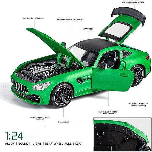 Coelon Diecast Metal Car Model 1/24 Benz AMG GTR Toy Cars for Kids Boy Girl Zinc Alloy Pull Back Toy Car with Sound and Light Gift and Collectible Car Multicolor - Image 3