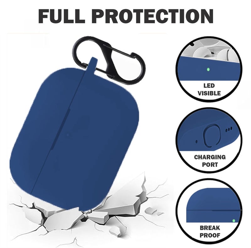 KACA Silicone Soft Case Cover with Keychain for Airpods Pro 3 Case 2025, AirPods Pro 3nd Generation Cover with Anti Lost Strap (Midnight Blue) - Image 2