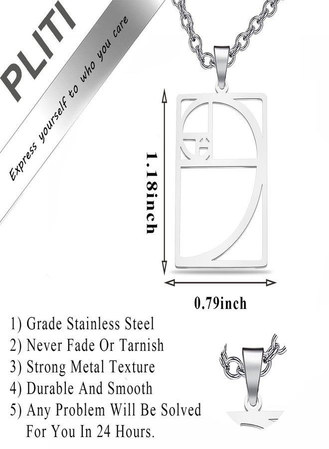 PLITI Golden Ratio Necklaces Geometic Gift Mathematics Gift Fibonacci Sequence Ratio Symbol Pendant For Math Lover (Golden Ratio rectangle nec) - Image 2