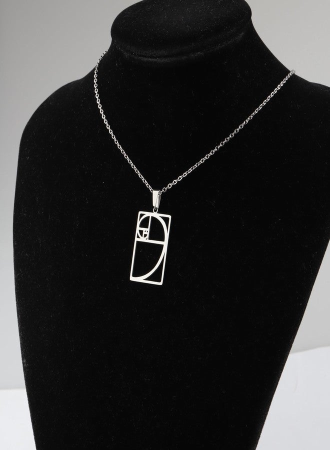 PLITI Golden Ratio Necklaces Geometic Gift Mathematics Gift Fibonacci Sequence Ratio Symbol Pendant For Math Lover (Golden Ratio rectangle nec) - Image 4