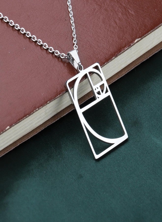 PLITI Golden Ratio Necklaces Geometic Gift Mathematics Gift Fibonacci Sequence Ratio Symbol Pendant For Math Lover (Golden Ratio rectangle nec) - Image 5