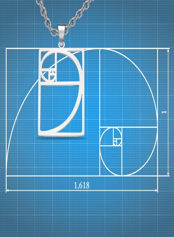 PLITI Golden Ratio Necklaces Geometic Gift Mathematics Gift Fibonacci Sequence Ratio Symbol Pendant For Math Lover (Golden Ratio rectangle nec) - Image 3