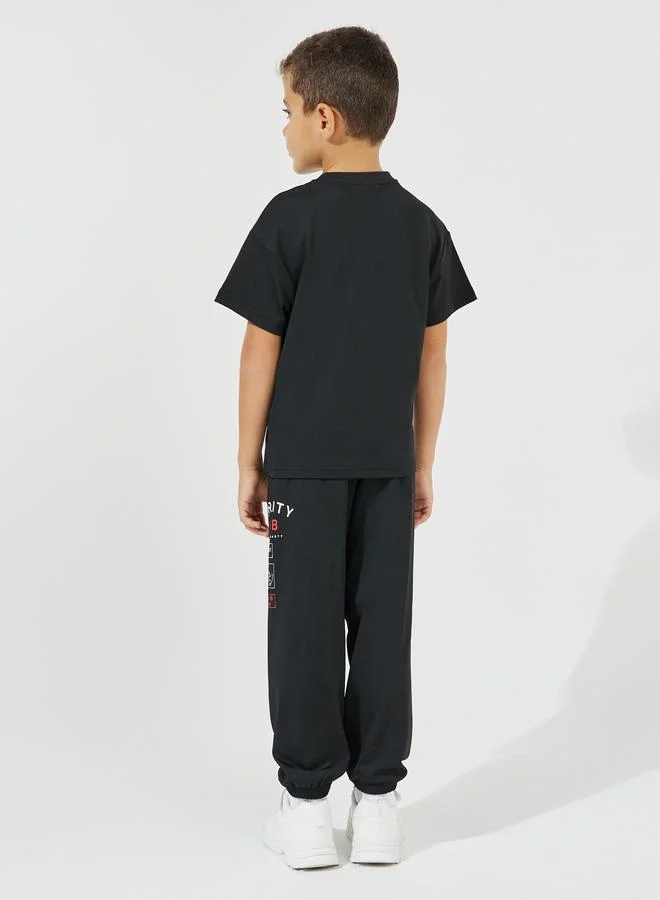 Styli Varsity Print Oversized T-Shirt & Joggers Set