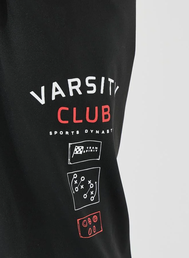 Styli Varsity Print Oversized T-Shirt & Joggers Set