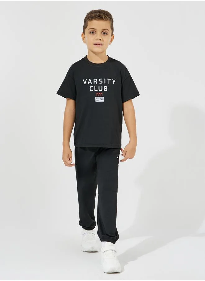 Styli Varsity Print Oversized T-Shirt & Joggers Set