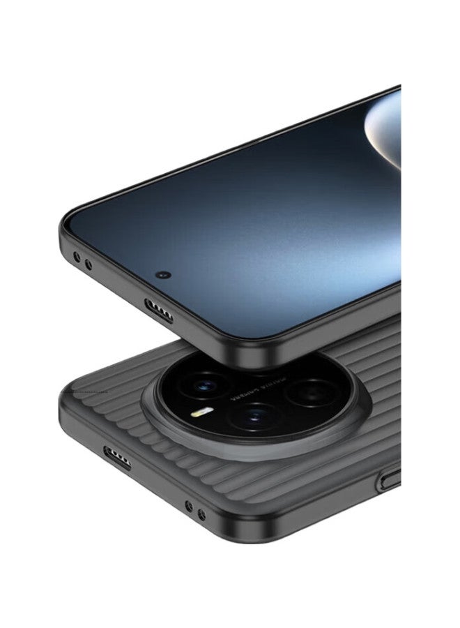 KMaxAI غطاء Kmaxai فائق النحافة غير اللامع لهاتف Honor Magic7 Pro، حماية كاملة للعدسة، تصميم مضاد للانزلاق مع تبديد حراري بسيط، نمط مموج - أسود شفاف - Image 3