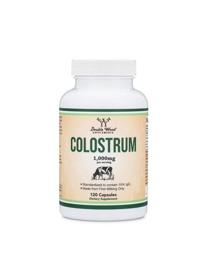 Double Wood Supplements مكمل الكولاستروم 120 كبسولة، 1,000 ملغ لكل حصة (مسحوق كولاستروم من الأبقار من أول حلب فقط، معيار يحتوي على 15% من الأجسام المضادة IgG) - Image 4