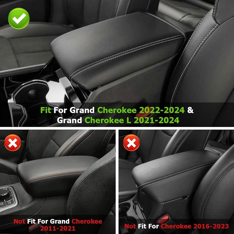 INTGET Car Center Console Armrest Cover for Jeep Grand Cherokee 2022 2023/Grand Cherokee L Accessories 2021 2022 2023 Arm Rest Box Dog Seat Cover Pad Console Lid Protection Saver(carbon fiber texture) - Image 2