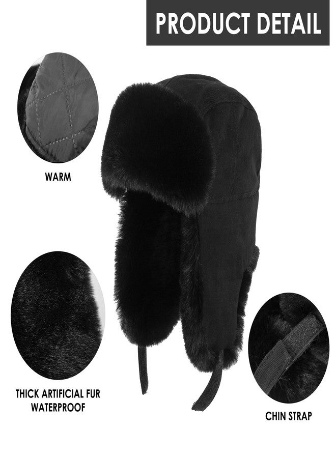 Tyzrdnac Trapper Hat Warm Windproof Winter Trooper Hats with Earflaps Faux Fur Hunting Hat for Women Men Khaki - Image 4