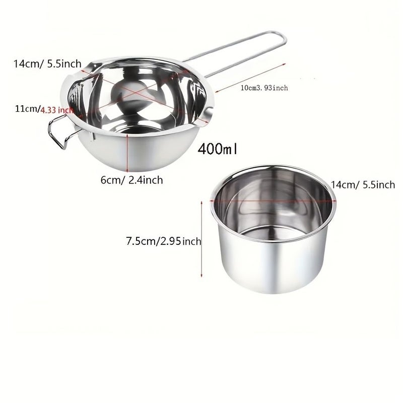 2Pcs Stainless Steel Melting Pot For Chocolate Butter Cheese With Dual Nozzle - Image 2