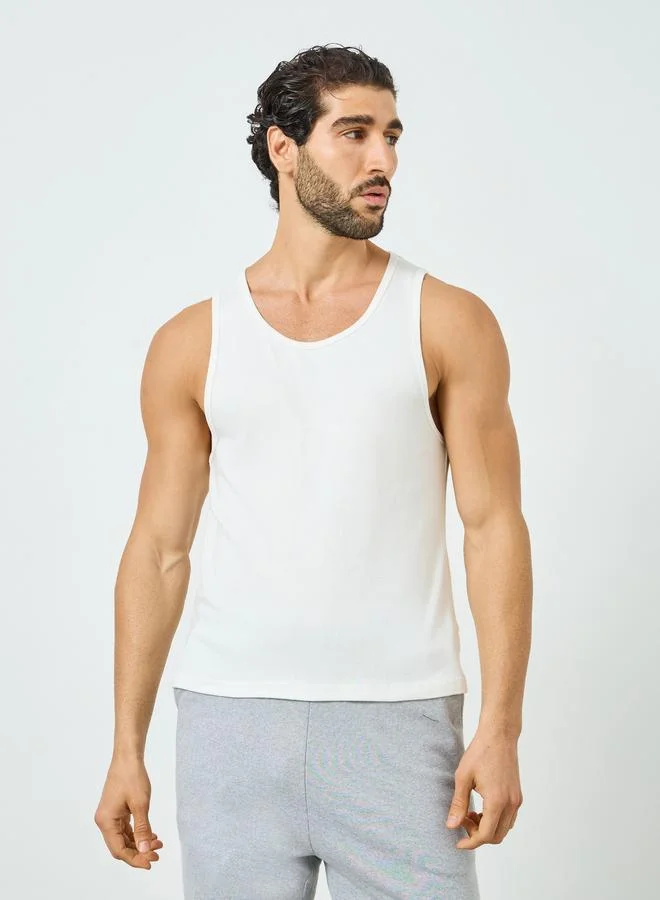 Styli  Pack of 2- Men Solid Ribbed Vests for Men | Best Price UAE