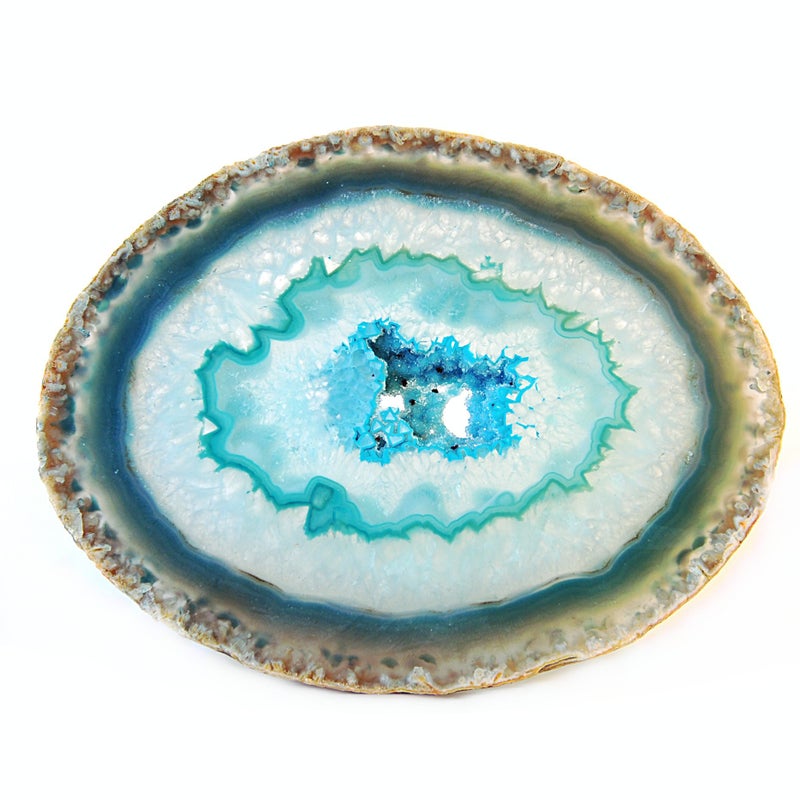 JIC Gem 4-5" Extra Mixed Dyed Color Agate Coasters Polished Natural Geode Coasters Sliced with Free Rubber Bumper Set of 4 Home Decoration - Image 4