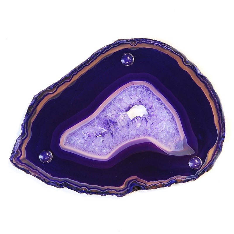 JIC Gem 4-5" Extra Mixed Dyed Color Agate Coasters Polished Natural Geode Coasters Sliced with Free Rubber Bumper Set of 4 Home Decoration - Image 5