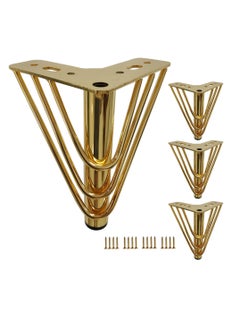 Furniture Legs, 6 inch Heavy Duty Metal Table Legs with Screws, Perfect for Coffee Table, Dining Cabinet and Sofa (Retro Design, Gold)