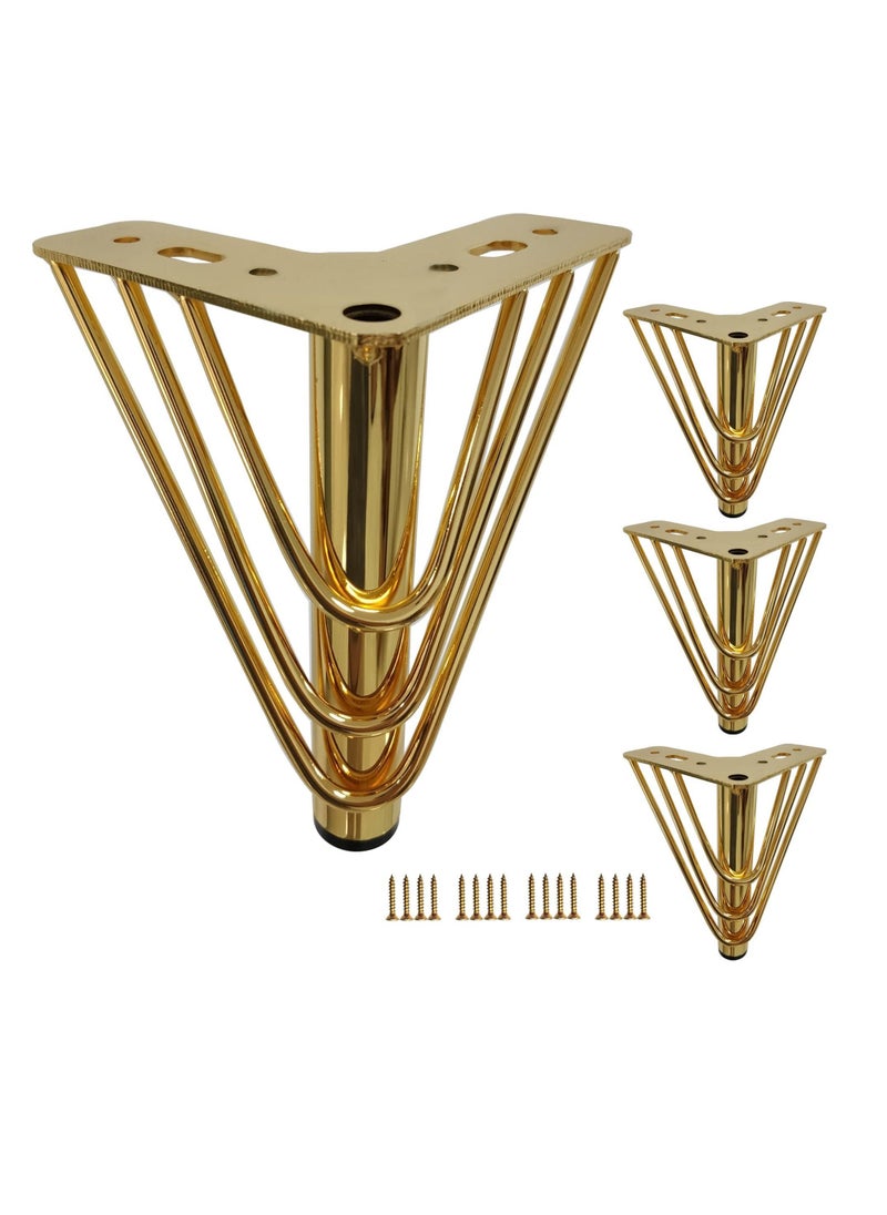 Y&D - Furniture Legs, 6 inch Heavy Duty Metal Table Legs with Screws, Perfect for Coffee Table, Dining Cabinet and Sofa (Retro Design, Gold) - Image 1