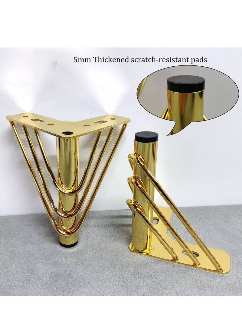 Y&D - Furniture Legs, 6 inch Heavy Duty Metal Table Legs with Screws, Perfect for Coffee Table, Dining Cabinet and Sofa (Retro Design, Gold) - Image 1