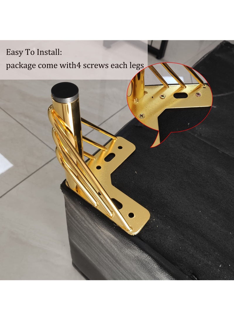 Y&D - Furniture Legs, 6 inch Heavy Duty Metal Table Legs with Screws, Perfect for Coffee Table, Dining Cabinet and Sofa (Retro Design, Gold) - Image 1
