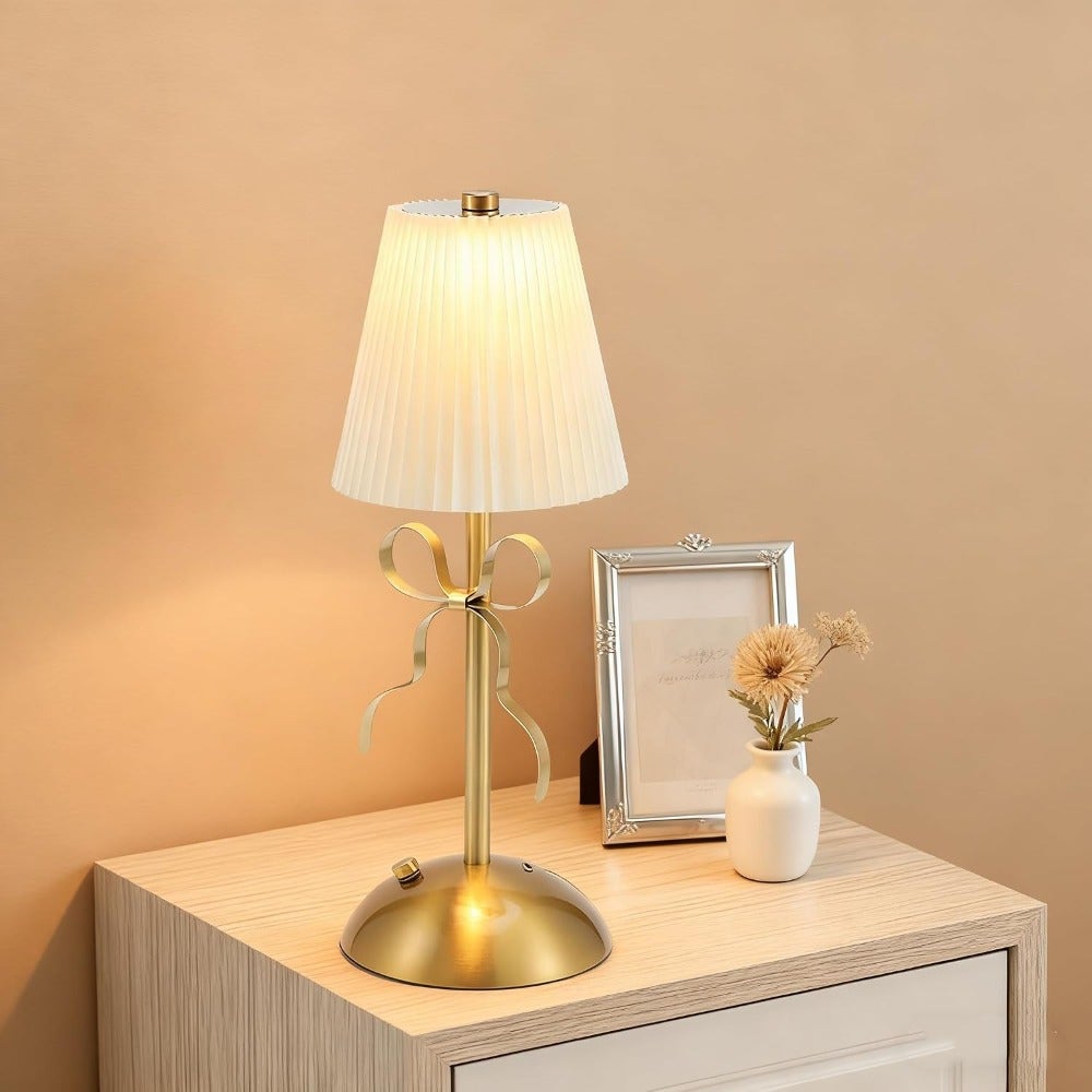 Rechargeable Table Lamp, 3-Color Dimmable Cordless LED Light with Fabric Shade, Portable Wireless Battery Powered Touch Lamp for Bedroom, Home, Living Room